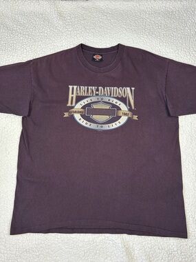 VTG Harley Davidson T Shirt Mens XL Purple Redwood City CA Graphic Biker 1995